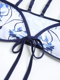 Discount Floral Print Knotted Bikini Set Swimwear|Tops