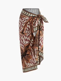 Best Floral Print Knotted Cover Up Swimwear|Tops