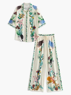 Discount Floral Print Pants Set Matching Sets|Bottoms