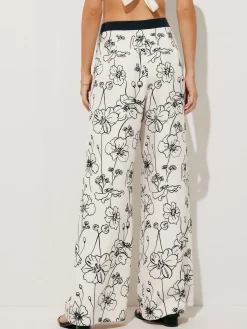Hot Floral Print Pockets Wide Leg Pants Wide Leg|Pants