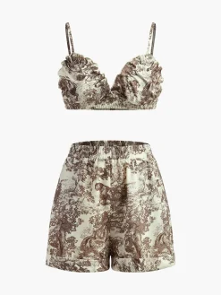 Best Floral Print Three Piece Shorts Set Shorts Sets|Shorts