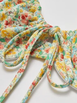Best Floral Print Tie Front Bikini Set Swimwear|Tops