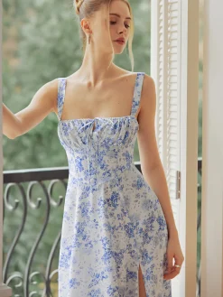 Sale Floral Print Tie-Detail Cami Midi Dress Casual Dresses|Floral Dresses