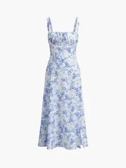 Sale Floral Print Tie-Detail Cami Midi Dress Casual Dresses|Floral Dresses