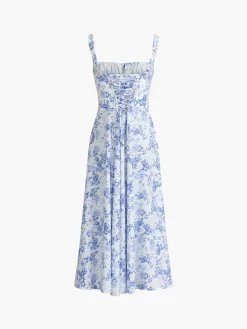 Sale Floral Print Tie-Detail Cami Midi Dress Casual Dresses|Floral Dresses