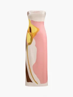 Online Floral Print Tube Long Dress Casual Dresses|Floral Dresses