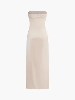Online Floral Print Tube Long Dress Casual Dresses|Floral Dresses