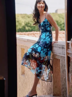 Online Floral Printed Backless Cami Dress Floral Dresses|Vacation Dresses