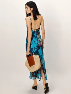 Online Floral Printed Backless Cami Dress Floral Dresses|Vacation Dresses