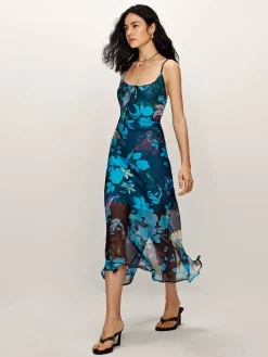 Online Floral Printed Backless Cami Dress Floral Dresses|Vacation Dresses