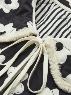 Discount Floral Printed Lace Up Winter Coat Outerwear|Coats