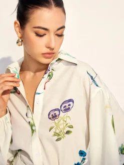 Clearance Floral Printed Lapel Long Sleeve Shorts Set Shorts Sets|Shorts
