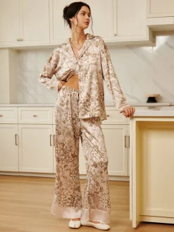 Outlet Floral Printed Pajama Pants Set Pants Sets|Matching Sets