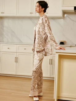 Outlet Floral Printed Pajama Pants Set Pants Sets|Matching Sets