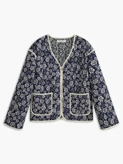 Discount Floral Printed Pockets Winter Coat Outerwear|Coats