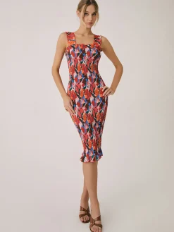 Clearance Floral Ruffle Shir Midi Dress Casual Dresses|Floral Dresses