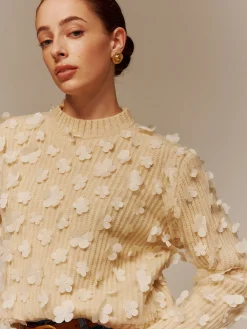 Online Floral-Decor Short Sweater Sweater Tops|Sweaters & Cardigans