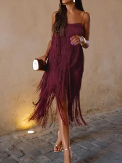 Florence Fringed Open Back Short Dress Cocktail & Party Dresses|Summer Dresses