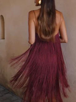 Florence Fringed Open Back Short Dress Cocktail & Party Dresses|Summer Dresses
