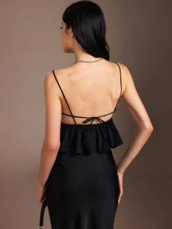 Hot Flower Backless Ruffle Cami Top Tank Tops & Camis|Tops