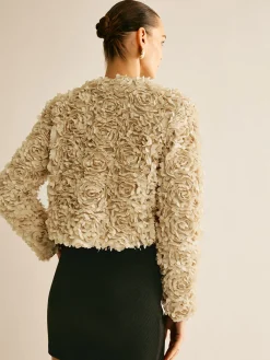 Clearance Flower Crew Neck Blazer Outerwear|Blazers