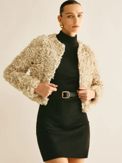Clearance Flower Crew Neck Blazer Outerwear|Blazers