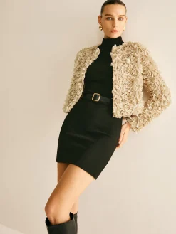 Clearance Flower Crew Neck Blazer Outerwear|Blazers