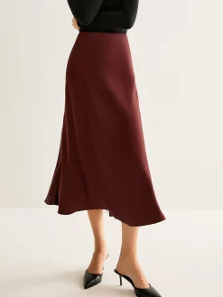 New Flowy Satin Midi Skirt Skirts|Bottoms