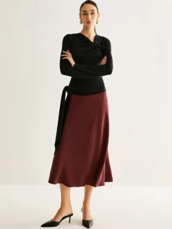 New Flowy Satin Midi Skirt Skirts|Bottoms