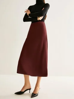 New Flowy Satin Midi Skirt Skirts|Bottoms