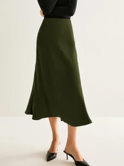 New Flowy Satin Midi Skirt Skirts|Bottoms