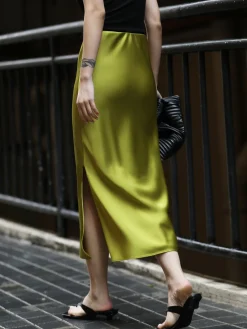 Hot Flowy Satin Midi Skirt Skirts|Bottoms
