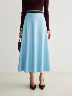 Sale Flowy Zipper PU Leather Skirt Without Belt Skirts|Matching Sets