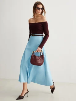 Sale Flowy Zipper PU Leather Skirt Without Belt Skirts|Matching Sets