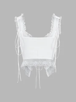 Best Fly Away Fairytale Lace Trim Crop Cami Top Crop Tops|Tank Tops & Camis