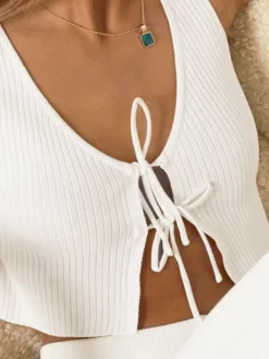 Sale Fly Away Tied Rib Crop Tank Top Crop Tops|Tank Tops & Camis