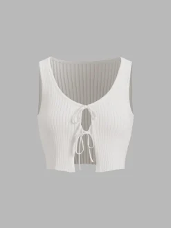 Sale Fly Away Tied Rib Crop Tank Top Crop Tops|Tank Tops & Camis