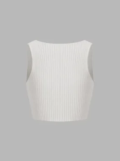 Sale Fly Away Tied Rib Crop Tank Top Crop Tops|Tank Tops & Camis