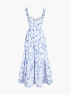 Forget Me Not Floral Pockets Zippered Long Dress Casual Dresses|Floral Dresses