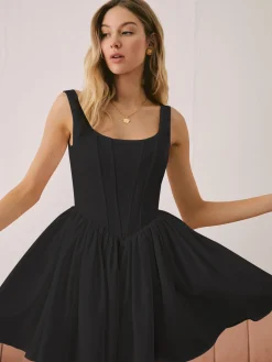 Sale French Elegant Solid Short Dress White Dresses|Casual Dresses