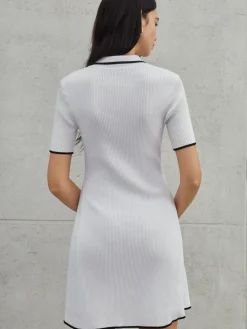 Clearance Frenchy Contrast Trim Short Sweater Dress White Dresses|Sweater Dresses