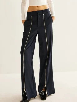 Sale Front Zipper Straight Pants Pants|Bottoms