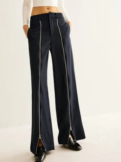Sale Front Zipper Straight Pants Pants|Bottoms