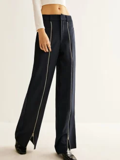 Sale Front Zipper Straight Pants Pants|Bottoms