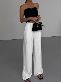 Best Full Length Pleated Wide Leg Dress Pants Wide Leg|Pants