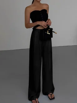 Best Full Length Pleated Wide Leg Dress Pants Wide Leg|Pants
