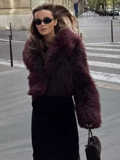 Sale Fuzzy Faux Fur Short Coat Outerwear|Coats