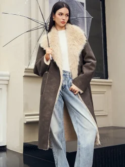 Hot Fuzzy Lined Faux Leather Winter Coat Outerwear|Coats
