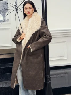 Hot Fuzzy Lined Faux Leather Winter Coat Outerwear|Coats