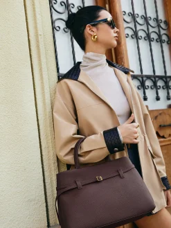 Online Genuine Leather Belt Top Handle Bag Bags|Accessories
